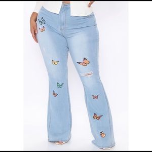 Tall plus Catching Butterflies Extreme Flare Jeans